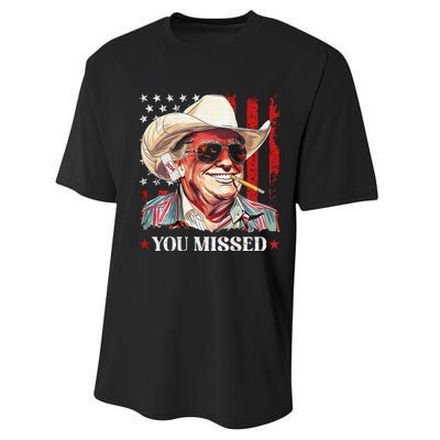 Western Trump Cowboy You Missed Trump 2024 Usa Flag Performance Sprint T-Shirt