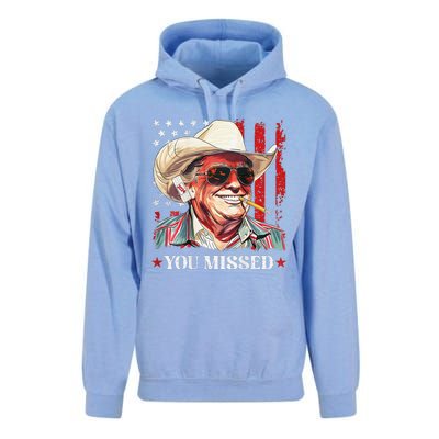 Western Trump Cowboy You Missed Trump 2024 Usa Flag Unisex Surf Hoodie