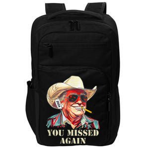 Western Trump Cow You Missed Again Funny Impact Tech Backpack