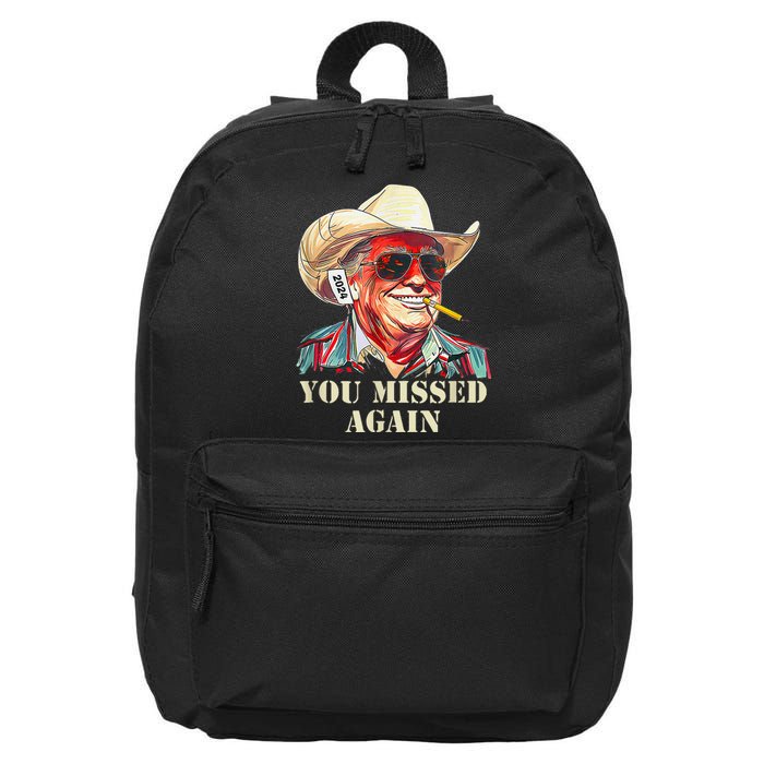 Western Trump Cow You Missed Again Funny 16 in Basic Backpack