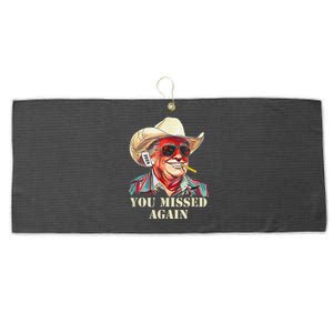 Western Trump Cow You Missed Again Funny Large Microfiber Waffle Golf Towel