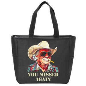 Western Trump Cow You Missed Again Funny Zip Tote Bag