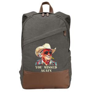 Western Trump Cow You Missed Again Funny Cotton Canvas Backpack