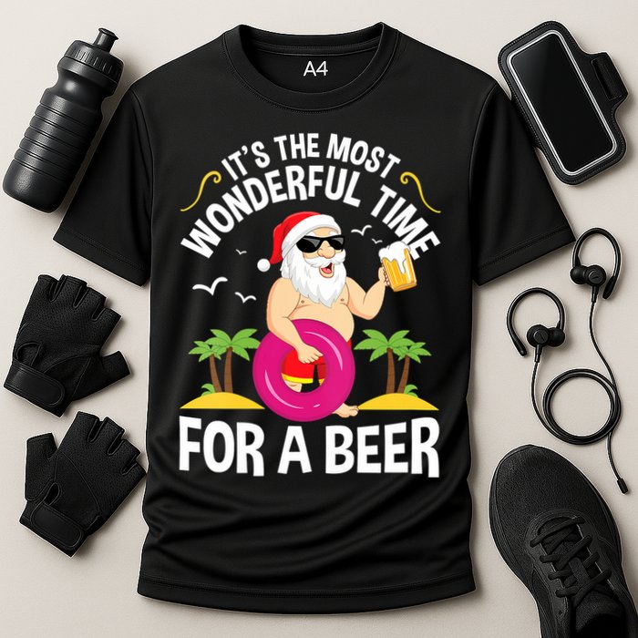 Womens Tropical Christmas It's The Most Wonderful Time For A Beer Performance Shirt