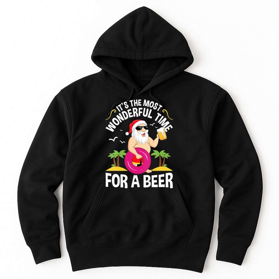 Womens Tropical Christmas It's The Most Wonderful Time For A Beer Hoodie