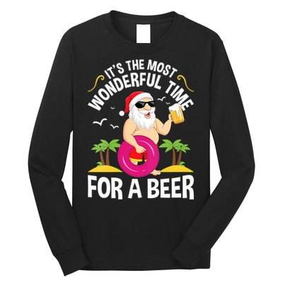 Womens Tropical Christmas It's The Most Wonderful Time For A Beer Long Sleeve Shirt