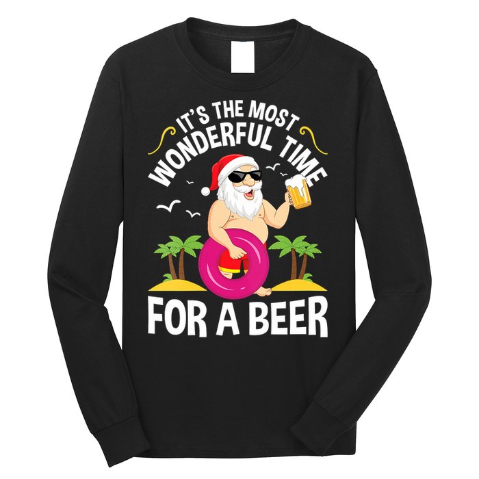 Womens Tropical Christmas It's The Most Wonderful Time For A Beer Long Sleeve Shirt