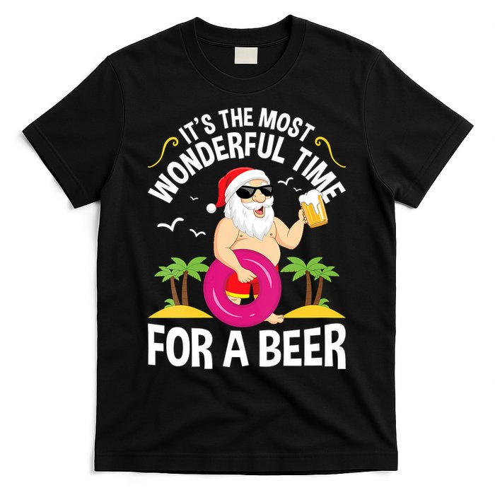 Womens Tropical Christmas It's The Most Wonderful Time For A Beer T-Shirt