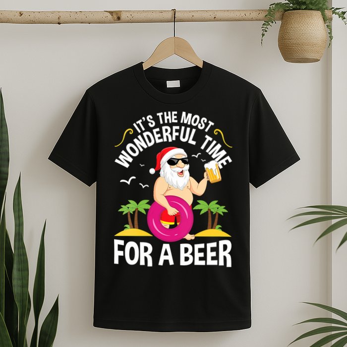 Womens Tropical Christmas It's The Most Wonderful Time For A Beer T-Shirt