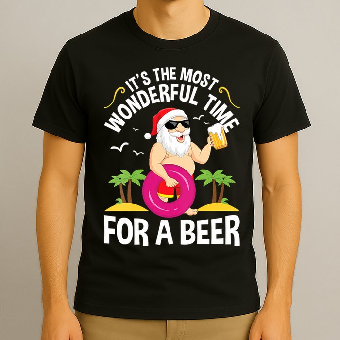 Womens Tropical Christmas It's The Most Wonderful Time For A Beer T-Shirt