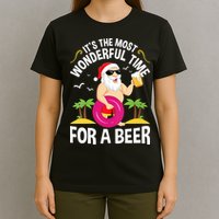 Womens Tropical Christmas It's The Most Wonderful Time For A Beer T-Shirt