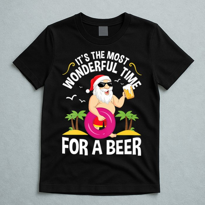 Womens Tropical Christmas It's The Most Wonderful Time For A Beer T-Shirt