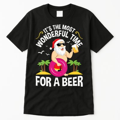 Womens Tropical Christmas It's The Most Wonderful Time For A Beer Tall T-Shirt