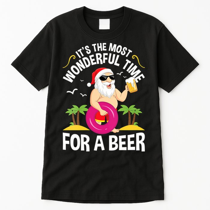 Womens Tropical Christmas It's The Most Wonderful Time For A Beer Tall T-Shirt