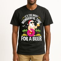 Womens Tropical Christmas It's The Most Wonderful Time For A Beer Tall T-Shirt