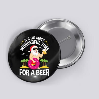 Womens Tropical Christmas It's The Most Wonderful Time For A Beer Button
