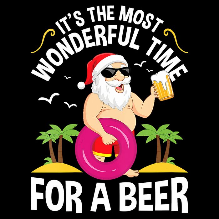 Womens Tropical Christmas It's The Most Wonderful Time For A Beer Button