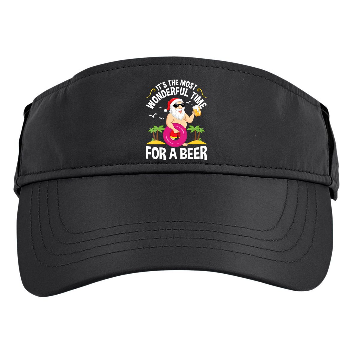 Womens Tropical Christmas It's The Most Wonderful Time For A Beer Adult Drive Performance Visor