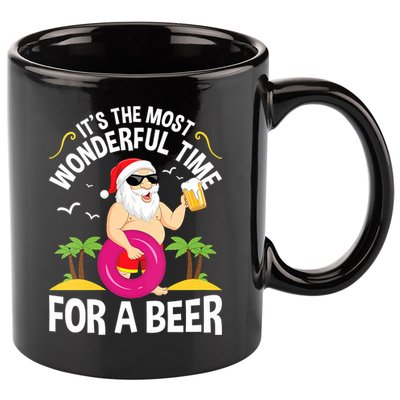 Womens Tropical Christmas It's The Most Wonderful Time For A Beer 11oz C Handle Ceramic Mug