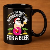 Womens Tropical Christmas It's The Most Wonderful Time For A Beer 11oz C Handle Ceramic Mug