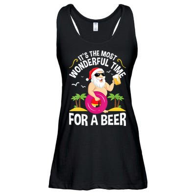 Womens Tropical Christmas It's The Most Wonderful Time For A Beer Ladies Essential Flowy Tank