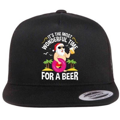 Womens Tropical Christmas It's The Most Wonderful Time For A Beer Flat Bill Trucker Hat