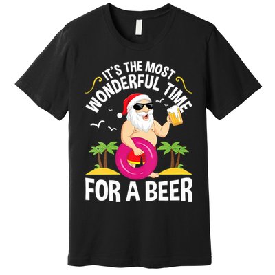 Womens Tropical Christmas It's The Most Wonderful Time For A Beer Premium T-Shirt