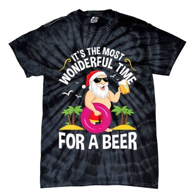 Womens Tropical Christmas It's The Most Wonderful Time For A Beer Tie-Dye T-Shirt