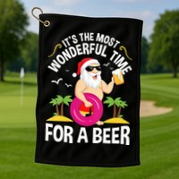 Womens Tropical Christmas It's The Most Wonderful Time For A Beer Golf Towel