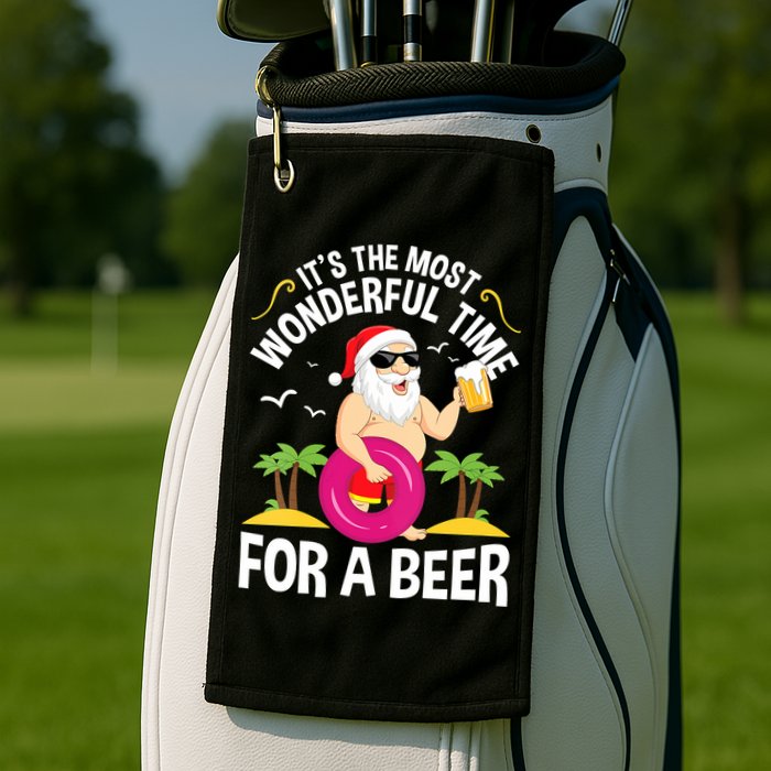 Womens Tropical Christmas It's The Most Wonderful Time For A Beer Golf Towel