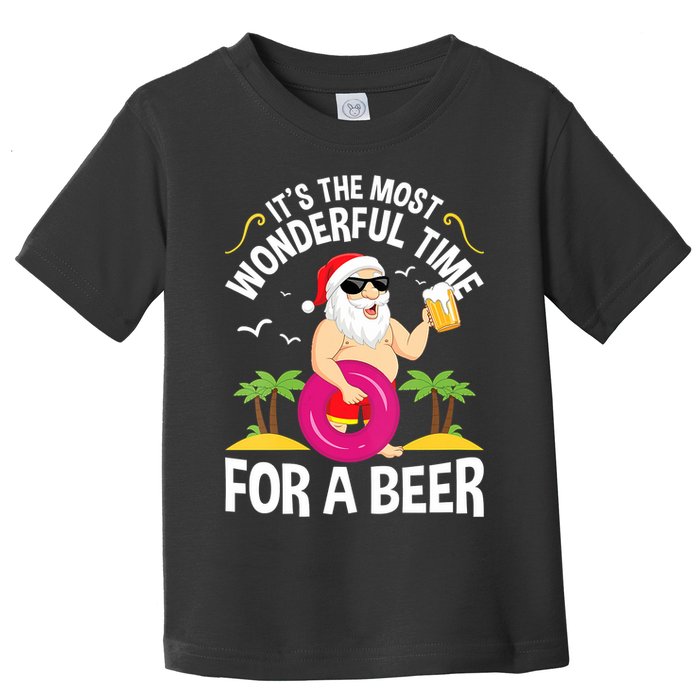 Womens Tropical Christmas It's The Most Wonderful Time For A Beer Toddler T-Shirt