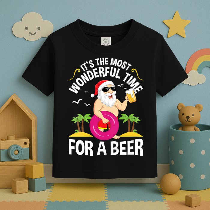 Womens Tropical Christmas It's The Most Wonderful Time For A Beer Toddler T-Shirt