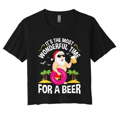 Womens Tropical Christmas It's The Most Wonderful Time For A Beer Crop Top