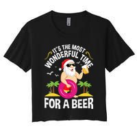 Womens Tropical Christmas It's The Most Wonderful Time For A Beer Crop Top