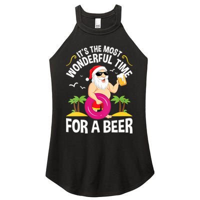 Womens Tropical Christmas It's The Most Wonderful Time For A Beer Women's Perfect Tri Rocker Tank