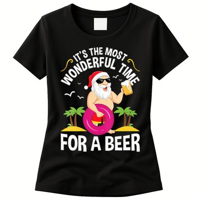 Womens Tropical Christmas It's The Most Wonderful Time For A Beer Womens T-Shirt