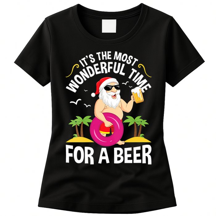 Womens Tropical Christmas It's The Most Wonderful Time For A Beer Womens T-Shirt