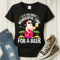 Womens Tropical Christmas It's The Most Wonderful Time For A Beer Womens T-Shirt