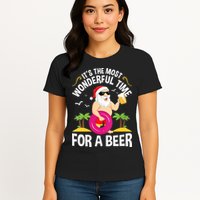 Womens Tropical Christmas It's The Most Wonderful Time For A Beer Womens T-Shirt