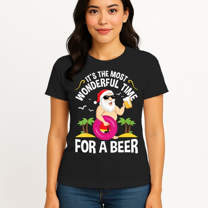 Womens Tropical Christmas It's The Most Wonderful Time For A Beer Womens T-Shirt