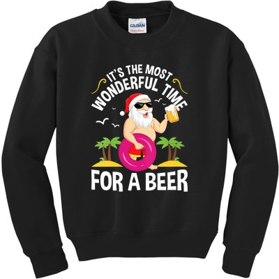 Womens Tropical Christmas It's The Most Wonderful Time For A Beer Kids Sweatshirt