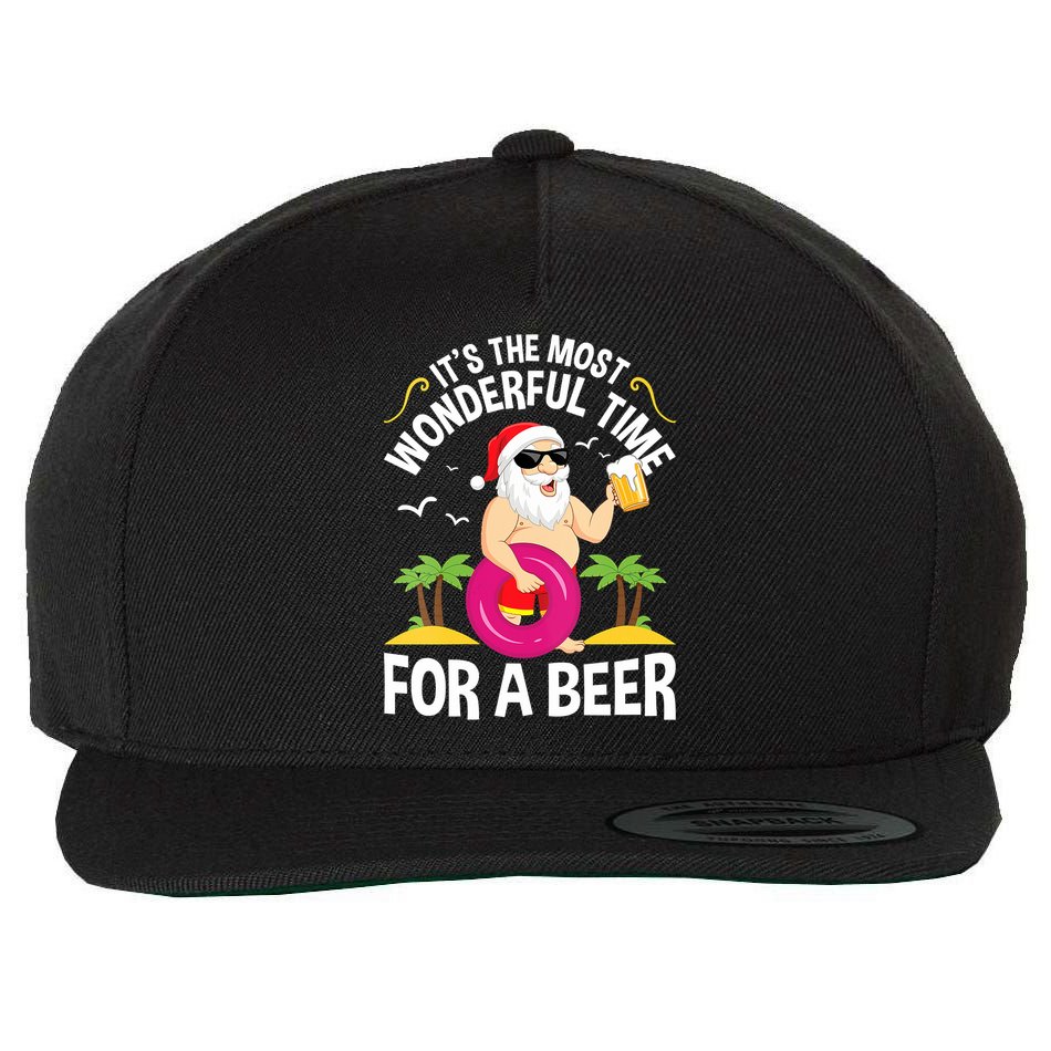 Womens Tropical Christmas It's The Most Wonderful Time For A Beer Wool Snapback Cap