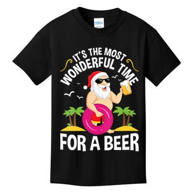 Womens Tropical Christmas It's The Most Wonderful Time For A Beer Kids T-Shirt