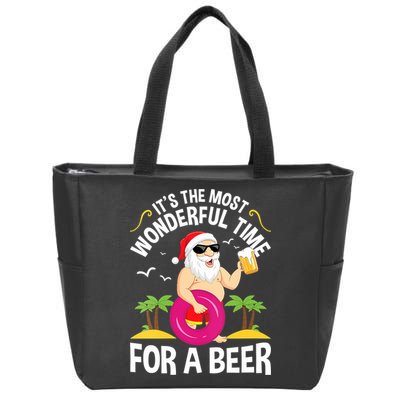 Womens Tropical Christmas It's The Most Wonderful Time For A Beer Zip Tote Bag