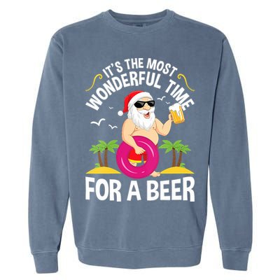Womens Tropical Christmas It's The Most Wonderful Time For A Beer Garment-Dyed Sweatshirt