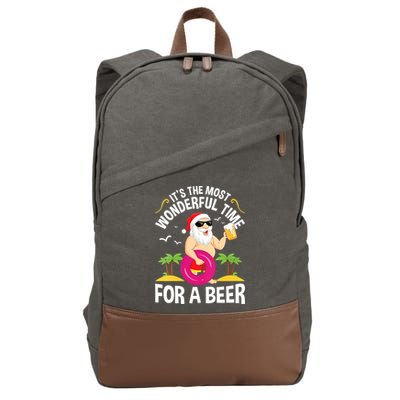 Womens Tropical Christmas It's The Most Wonderful Time For A Beer Cotton Canvas Backpack