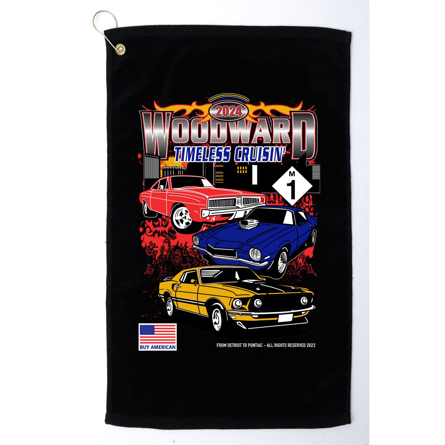 Woodward Timeless Cruisin 2024 Car Cruise Golf Towel