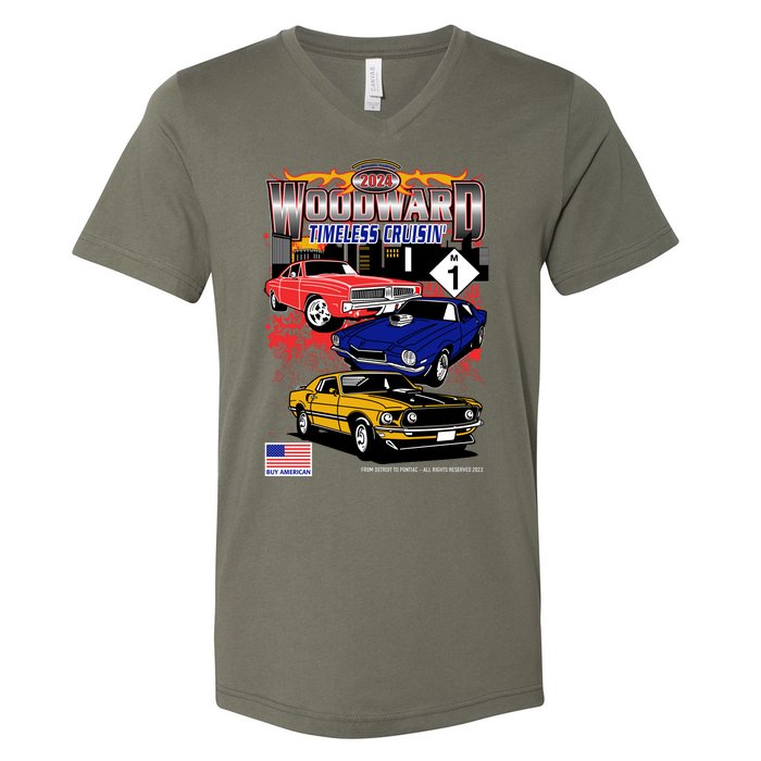 Woodward Timeless Cruisin 2024 Car Cruise V-Neck T-Shirt