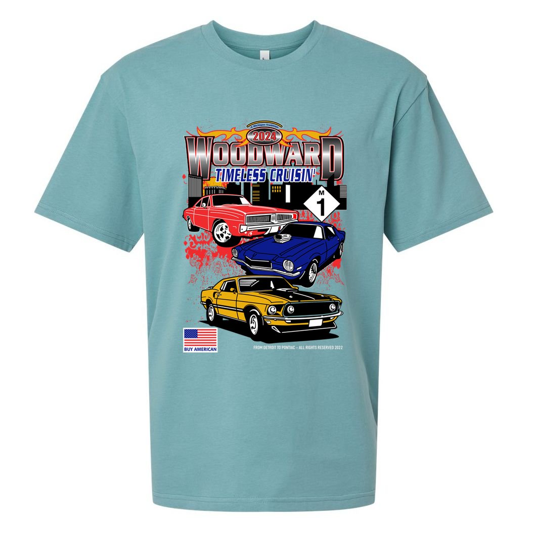 Woodward Timeless Cruisin 2024 Car Cruise Sueded Cloud Jersey T-Shirt
