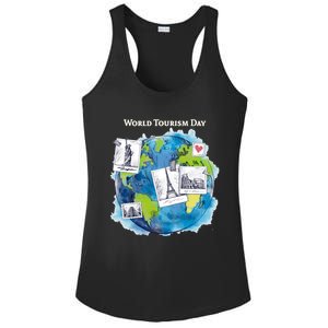 World Tourism Day Funny Gift Love To Travel Funny Gift World Globe Great Gift Ladies PosiCharge Competitor Racerback Tank